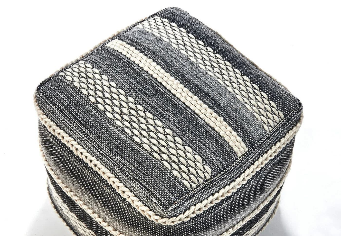 Kobolo Sitzpouf YIN Grau Baumwolle mit Muster - Bild 3