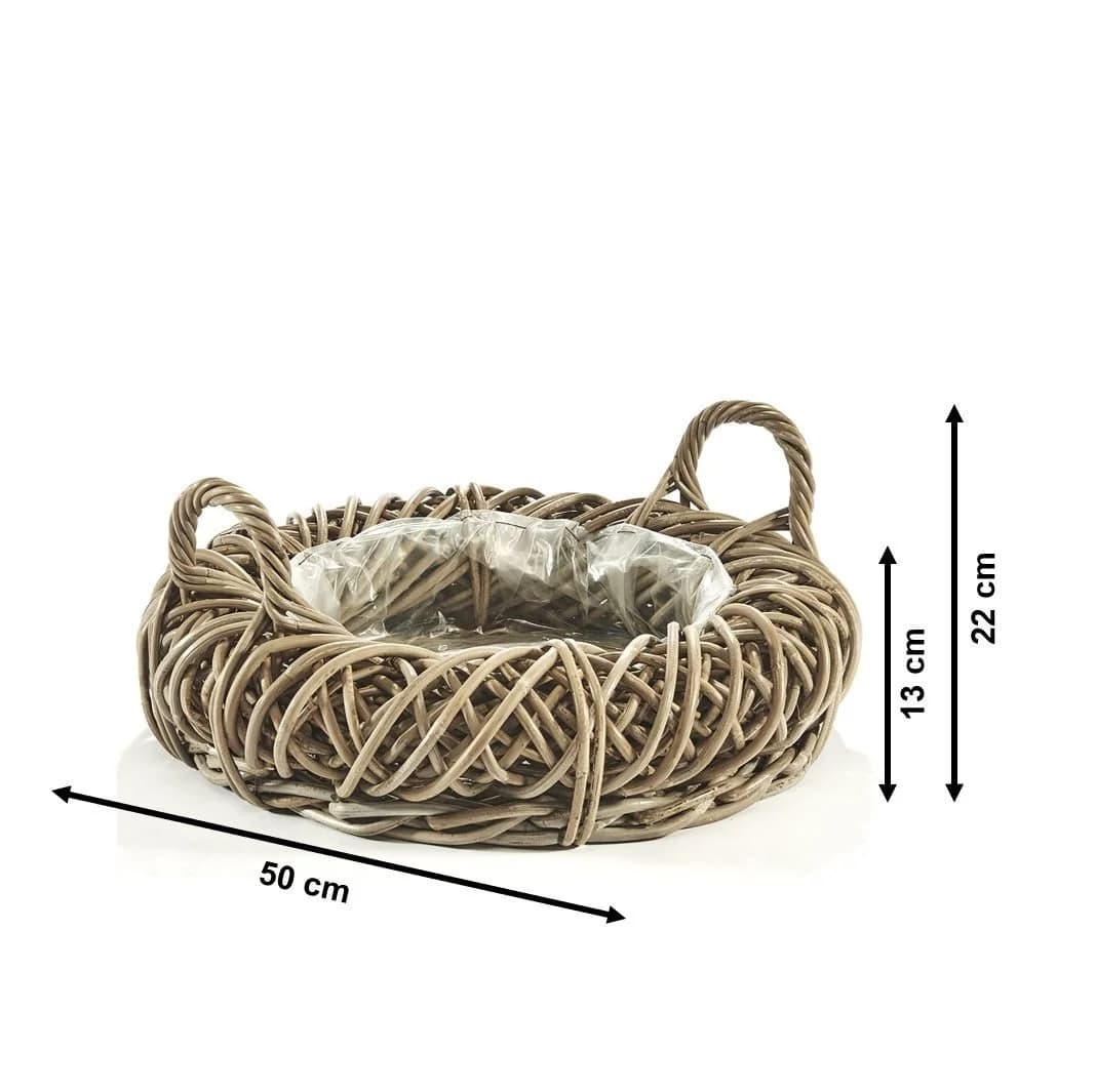 Kobolo Pflanzkübel Rattan Kranzform Kubu Grey mit Folie - Bild 3