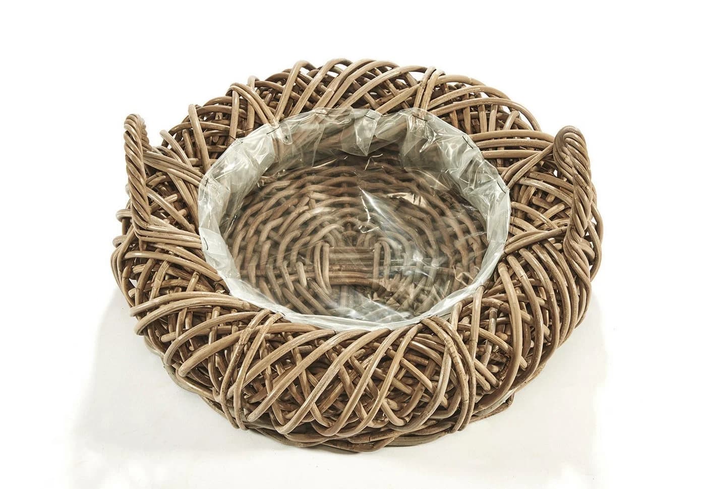 Kobolo Pflanzkübel Rattan Kranzform Kubu Grey mit Folie - Bild 4