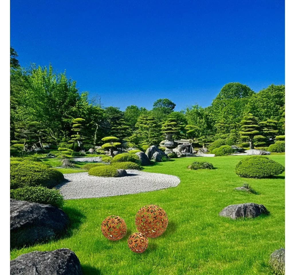 Kobolo Gartenkugel KUMA Rostoptik 3er Set Metall