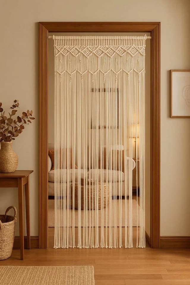 Kobolo Makramee-Vorhang Beige 132 Stränge