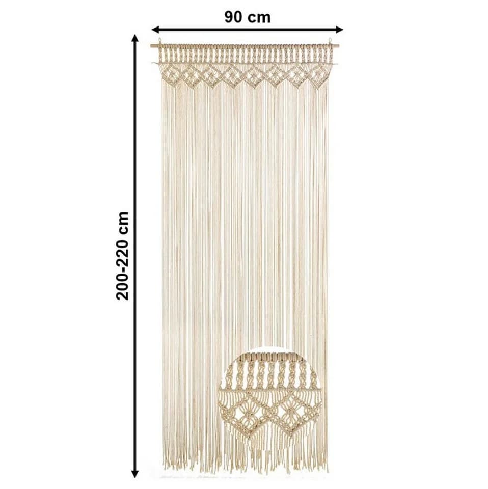 Kobolo Türvorhang TWINE Beige Makramee 132 Stränge 95x210cm - Bild 3