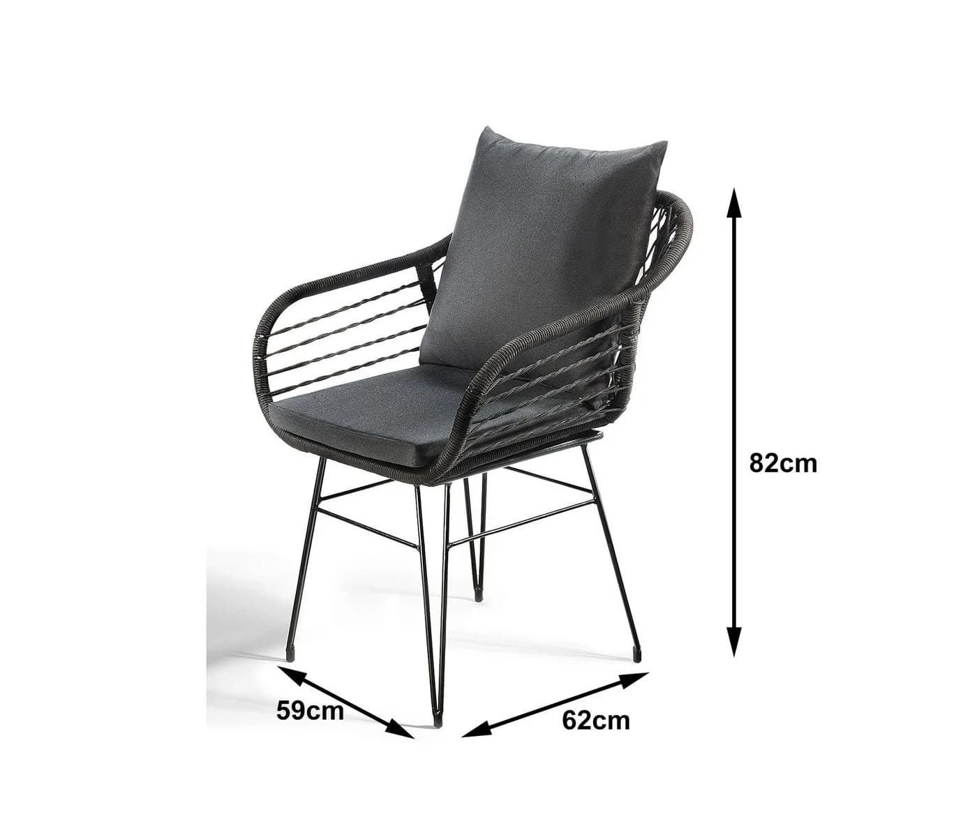 Kobolo 4-Fußstuhl Esszimmerstuhl Schwarz Taslan 2er Set - Bild 3