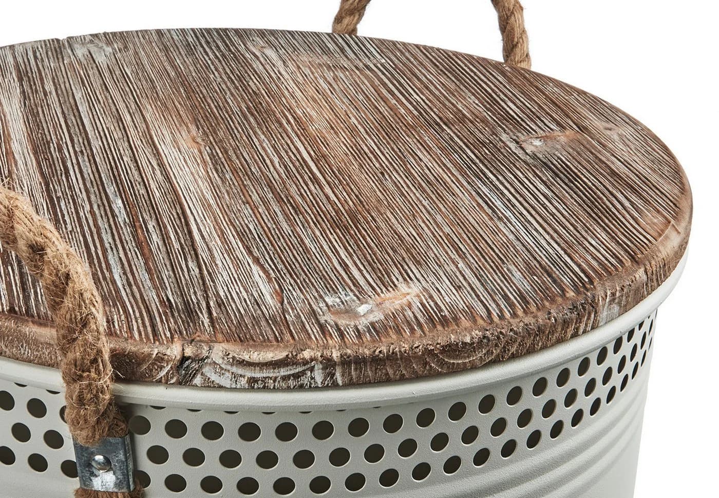 Kobolo Wäschekorb HOME Metall und Holz mit Deckel und Griffen - Bild 3