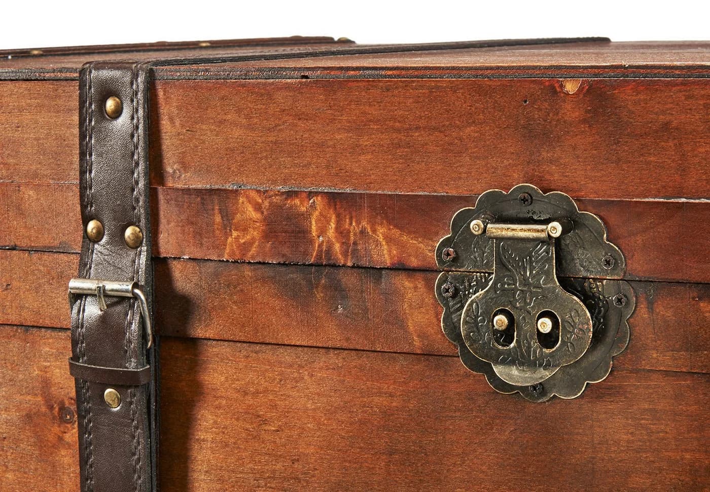 Kobolo Truhe Holzkiste KEEPER mit Metalldetails und Kunstlederverschluss - Bild 4