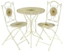 Kobolo Balkonset Sitzgruppe Gartenmöbel Mosaikoptik 1 Tisch 2 Stühle Metall Weiß Bild 2