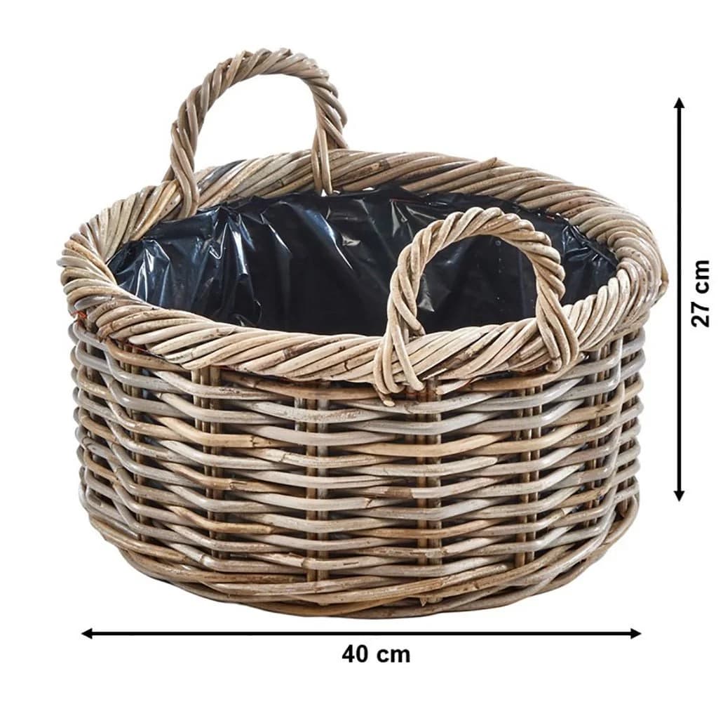 Kobolo Pflanzkübel Übertopf Pflanzkorb Pflanzschale rund aus Rattan mit Folie - Bild 3