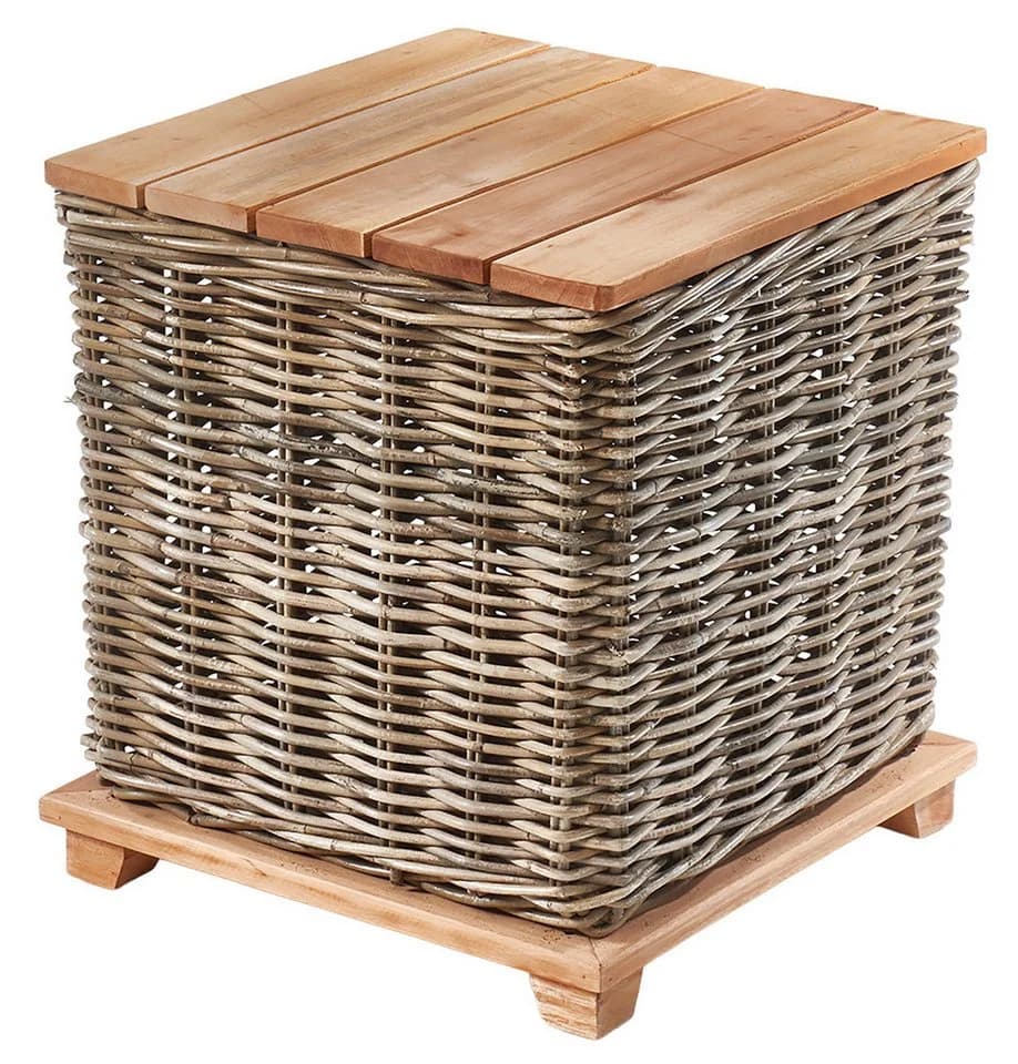 Kobolo Beistelltisch mit Deckel & Aufbewahrung - Rattan Holz - Bild 2