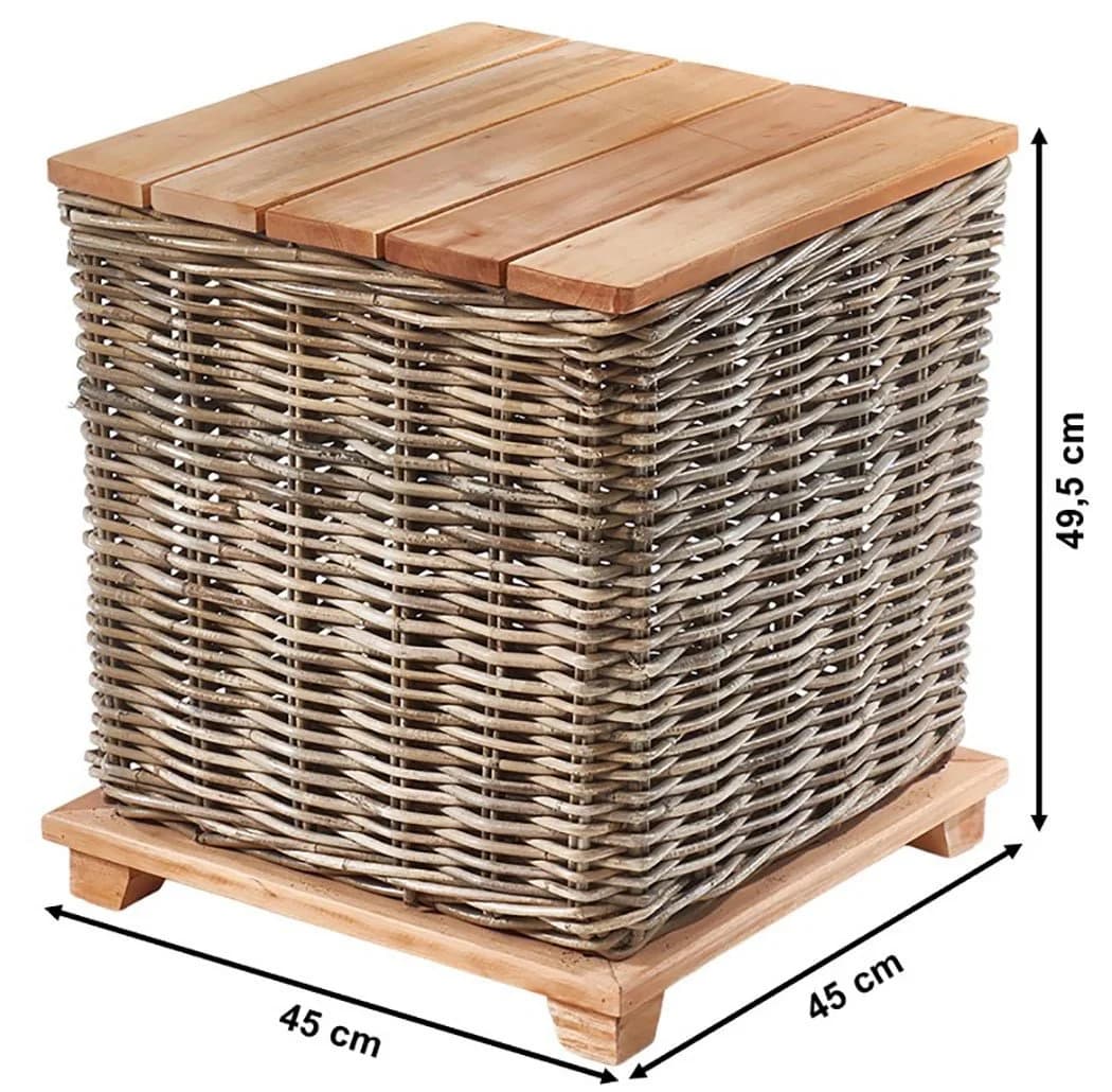 Kobolo Beistelltisch mit Deckel & Aufbewahrung - Rattan Holz - Bild 3