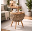 Kobolo Beistelltisch ALINA Mahagoni Holz Rattan Bild 1