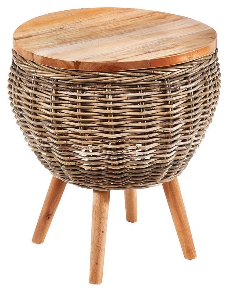 Kobolo Beistelltisch ALINA Mahagoni Holz Rattan - Bild 2