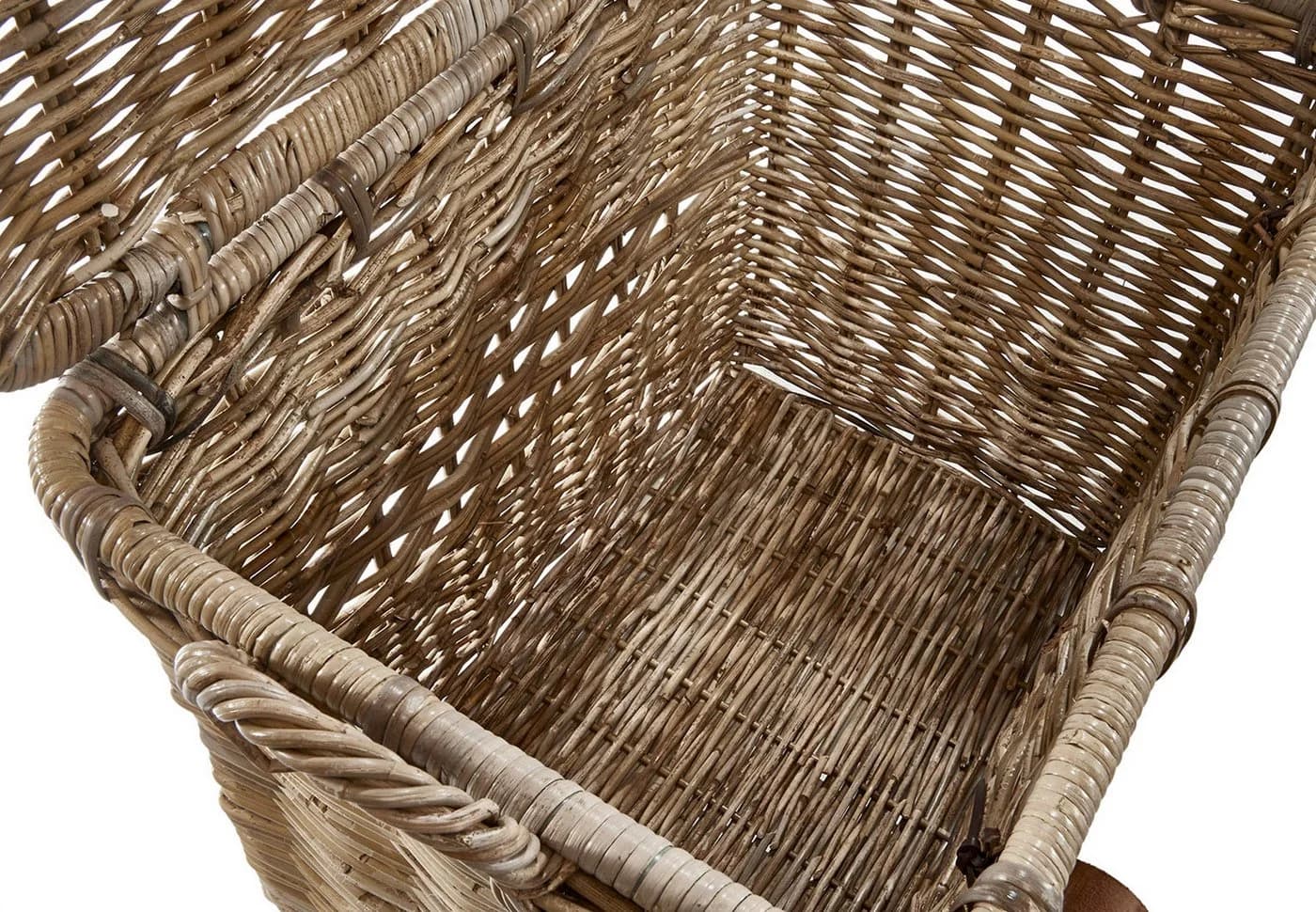 Kobolo Aufbewahrungskorb Rattan mit Deckel, Griffen und Lederriemen - Bild 5