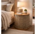 Kobolo Beistelltisch MARTA Holz und Rattan mit abnehmbarem Deckel Bild 1
