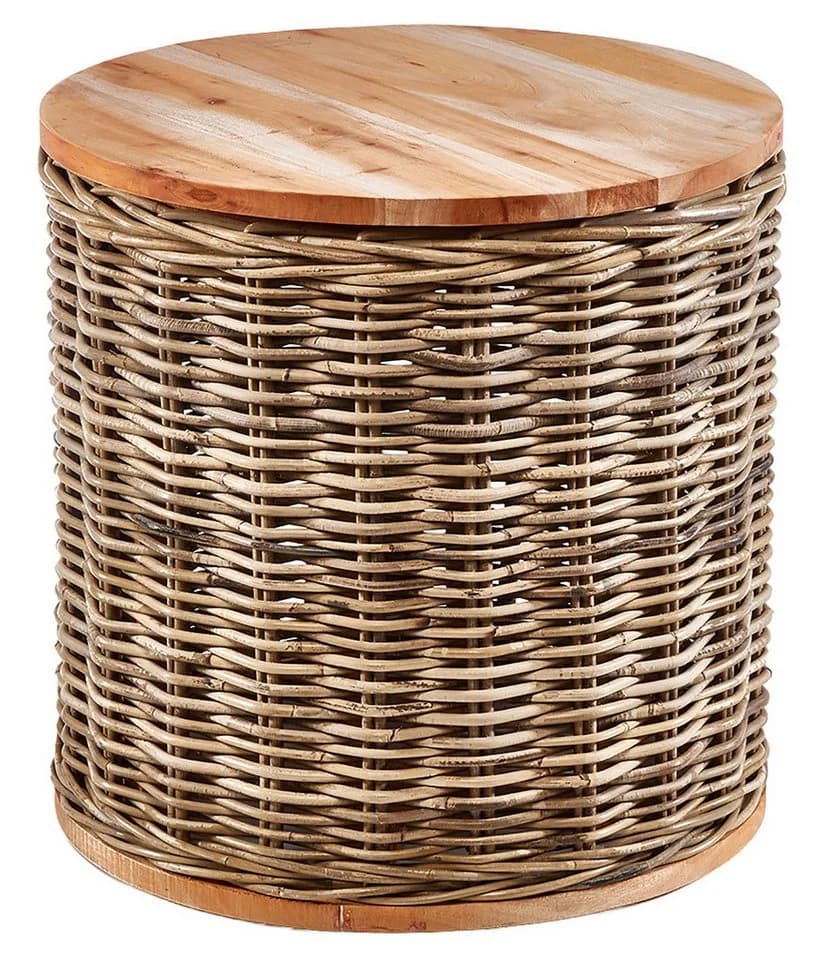 Kobolo Beistelltisch MARTA Holz und Rattan mit abnehmbarem Deckel - Bild 2