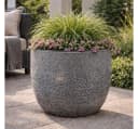 Kobolo Pflanztopf STONE groß grau Fiberglas mit Entwässerungsloch Bild 1
