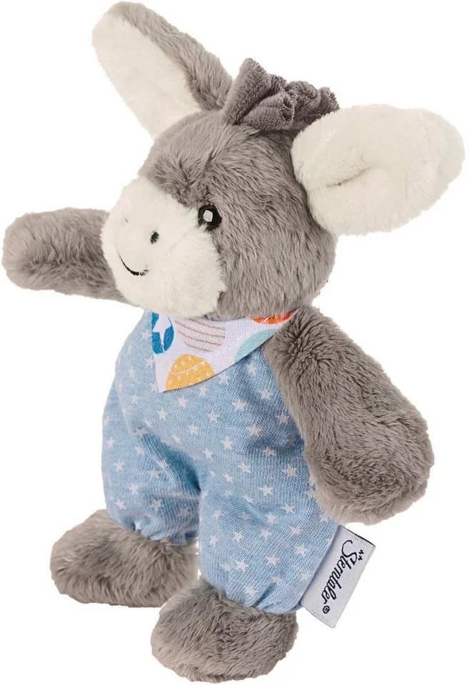 Sterntaler® Kuscheltier Mini Spieltier Emmi Esel mit Rassel Blau/Grau