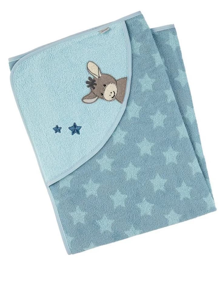 Sterntaler® Kapuzenbadetuch 100x100 cm Esel Emmi Frottee Blau - Bild 2
