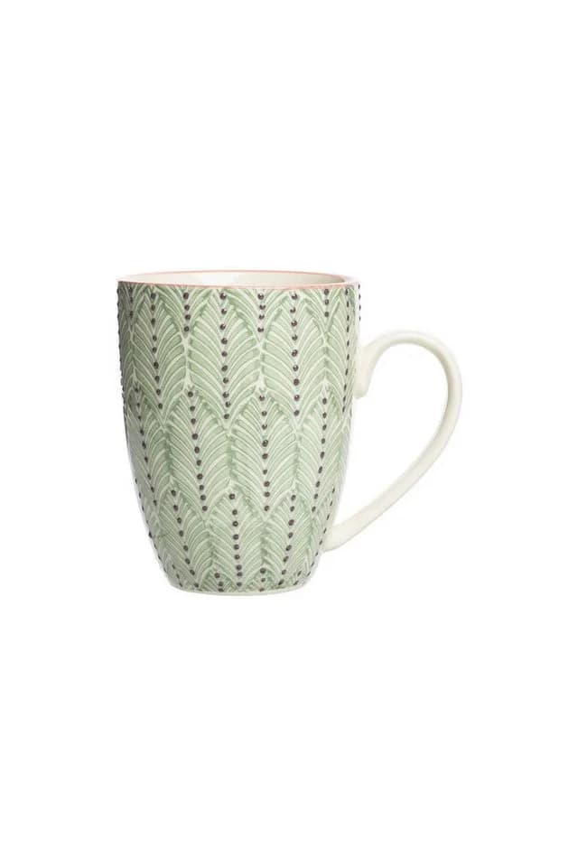Tranquillo Tasse Steinzeug Mix'n'Match Grün Handgestempelt