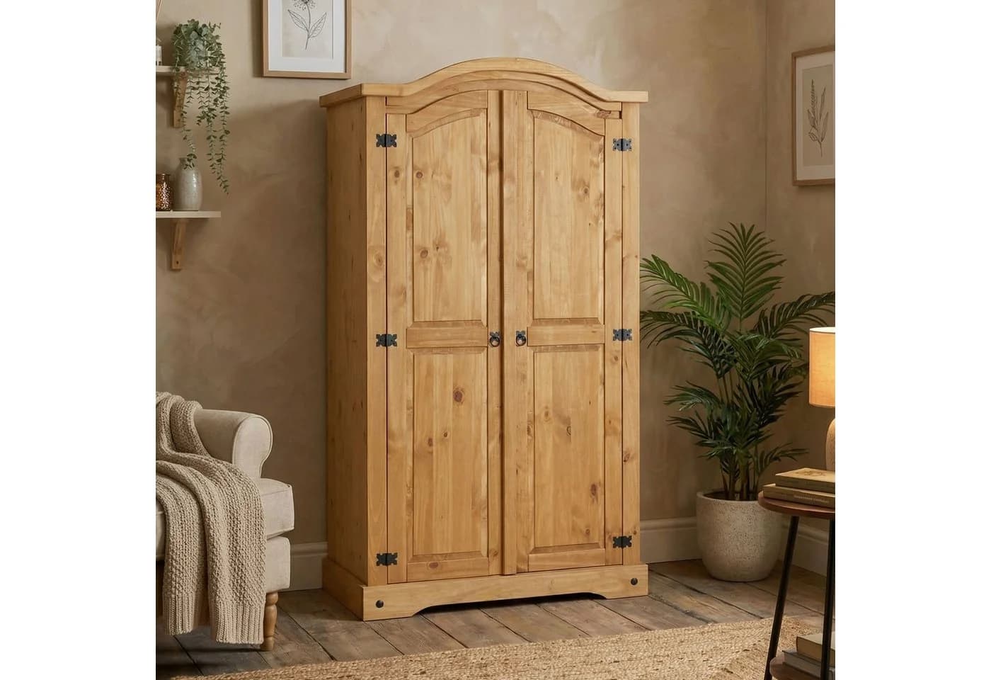 CARO-Möbel Kleiderschrank SALSA Kiefer Massivholz Mexiko-Stil Braun - Bild 2