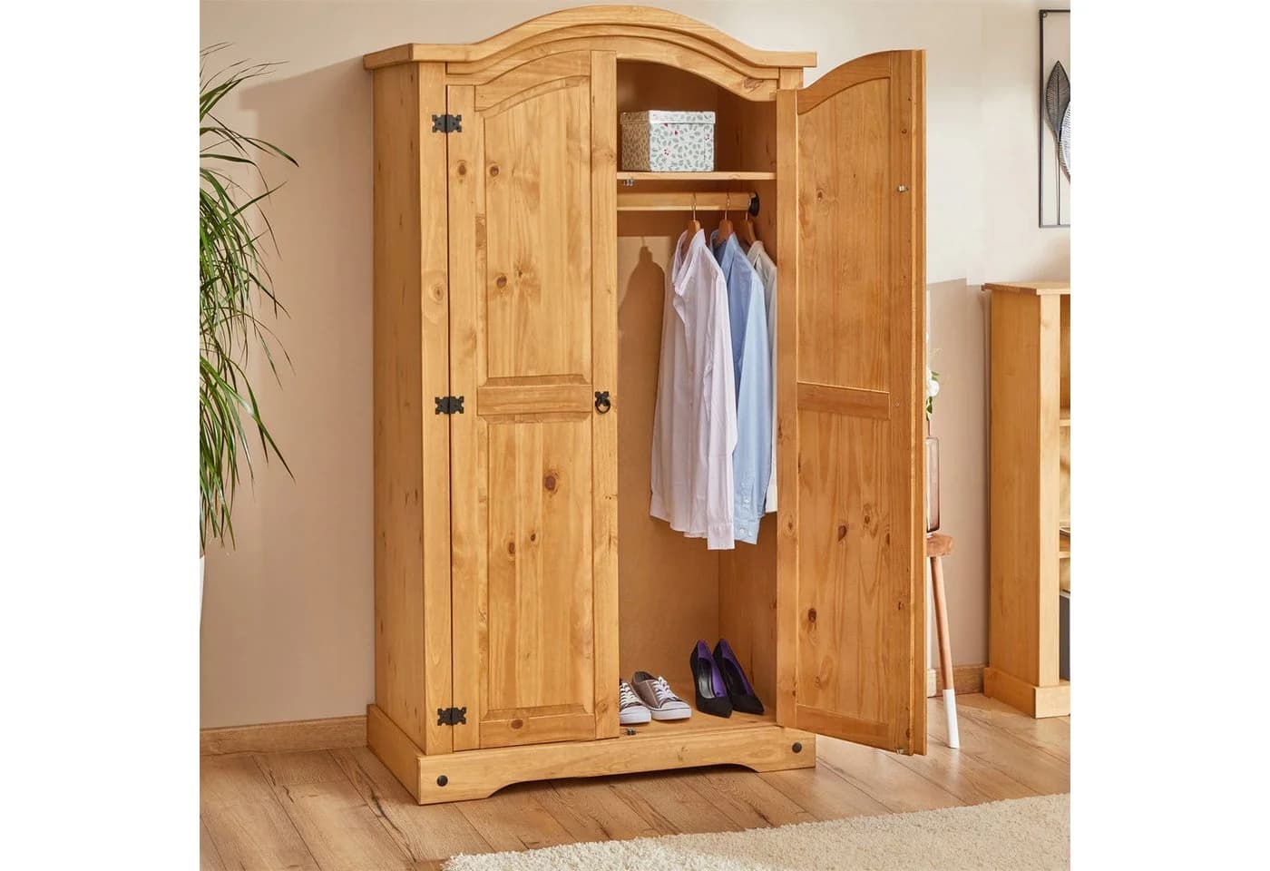 CARO-Möbel Kleiderschrank SALSA Kiefer Massivholz Mexiko-Stil Braun - Bild 4