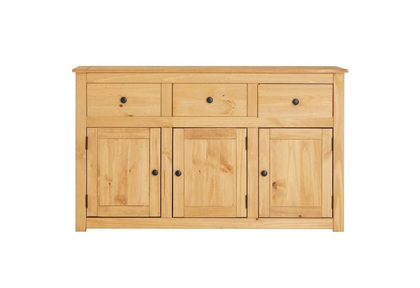 CARO-Möbel Sideboard CANCUN Kiefer Massivholz 3 Türen 3 Schubladen Braun - Bild 3