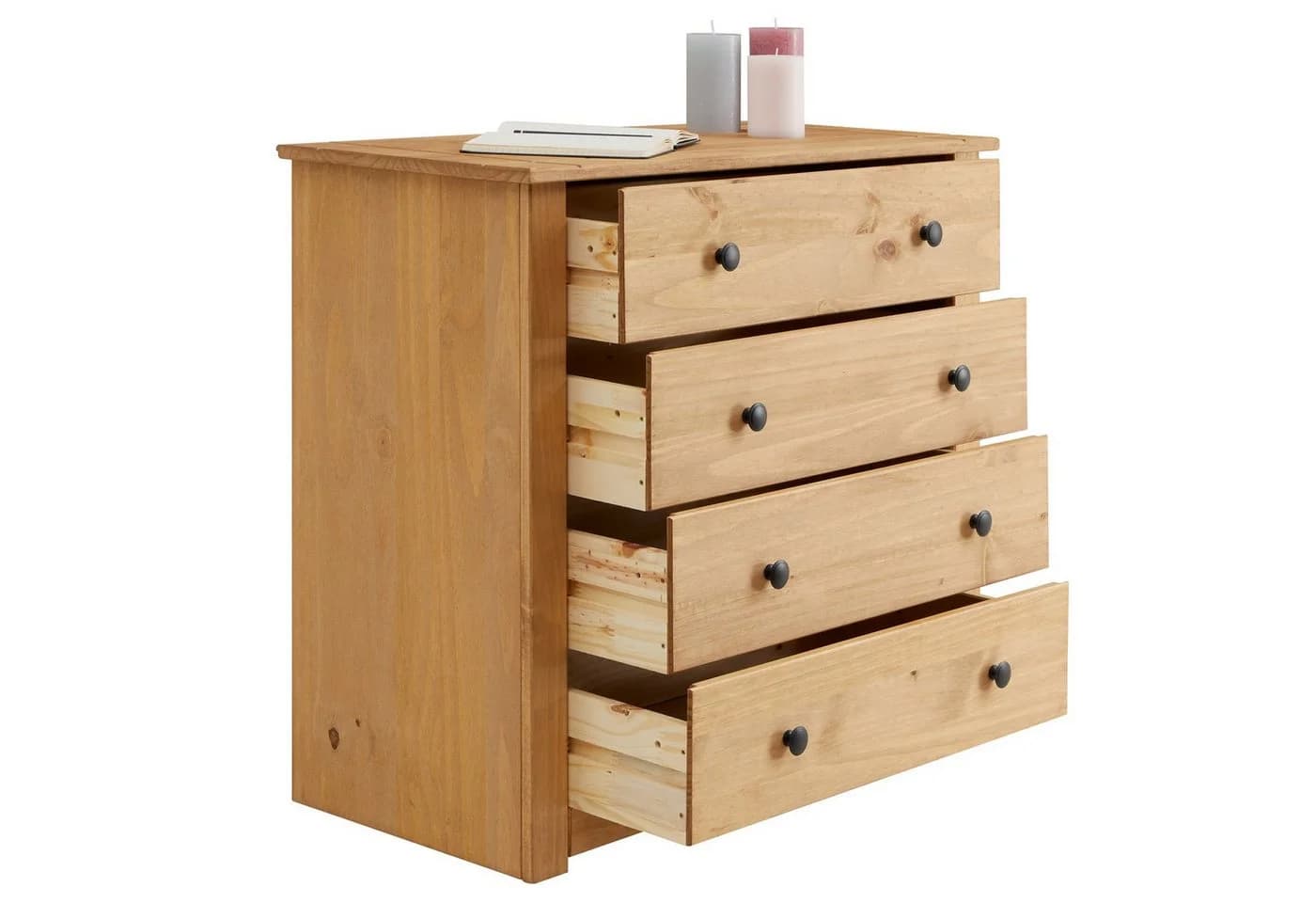 CARO-Möbel Kommode Cancun Sideboard Kiefer Massivholz 4 Schubladen - Bild 4