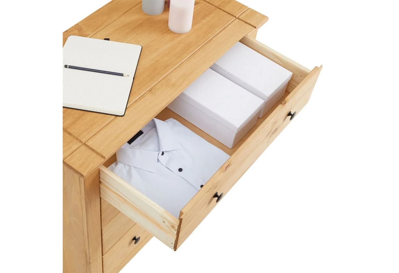 CARO-Möbel Kommode Cancun Sideboard Kiefer Massivholz 4 Schubladen - Bild 5