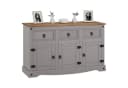 CARO-Möbel Sideboard RAMON Grau Massivholz Kiefer 3 Schubladen 3 Türen Bild 1