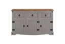 CARO-Möbel Sideboard RAMON Grau Massivholz Kiefer 3 Schubladen 3 Türen Bild 3