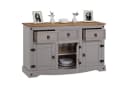 CARO-Möbel Sideboard RAMON Grau Massivholz Kiefer 3 Schubladen 3 Türen Bild 4