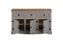 CARO-Möbel Sideboard RAMON Grau Massivholz Kiefer 3 Schubladen 3 Türen Bild 5