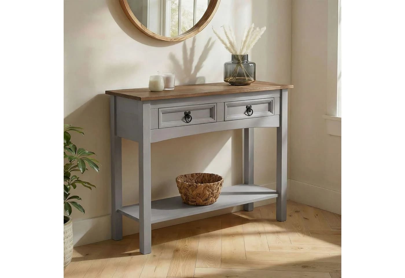 CARO-Möbel Konsolentisch RAMON Kiefer massiv grau Landhaus - Bild 2