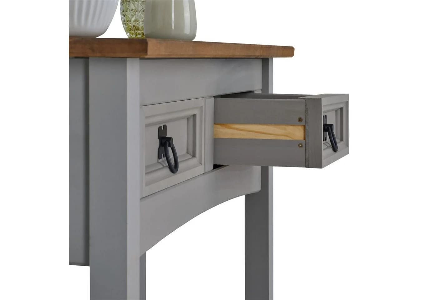 CARO-Möbel Konsolentisch RAMON Kiefer massiv grau Landhaus - Bild 4