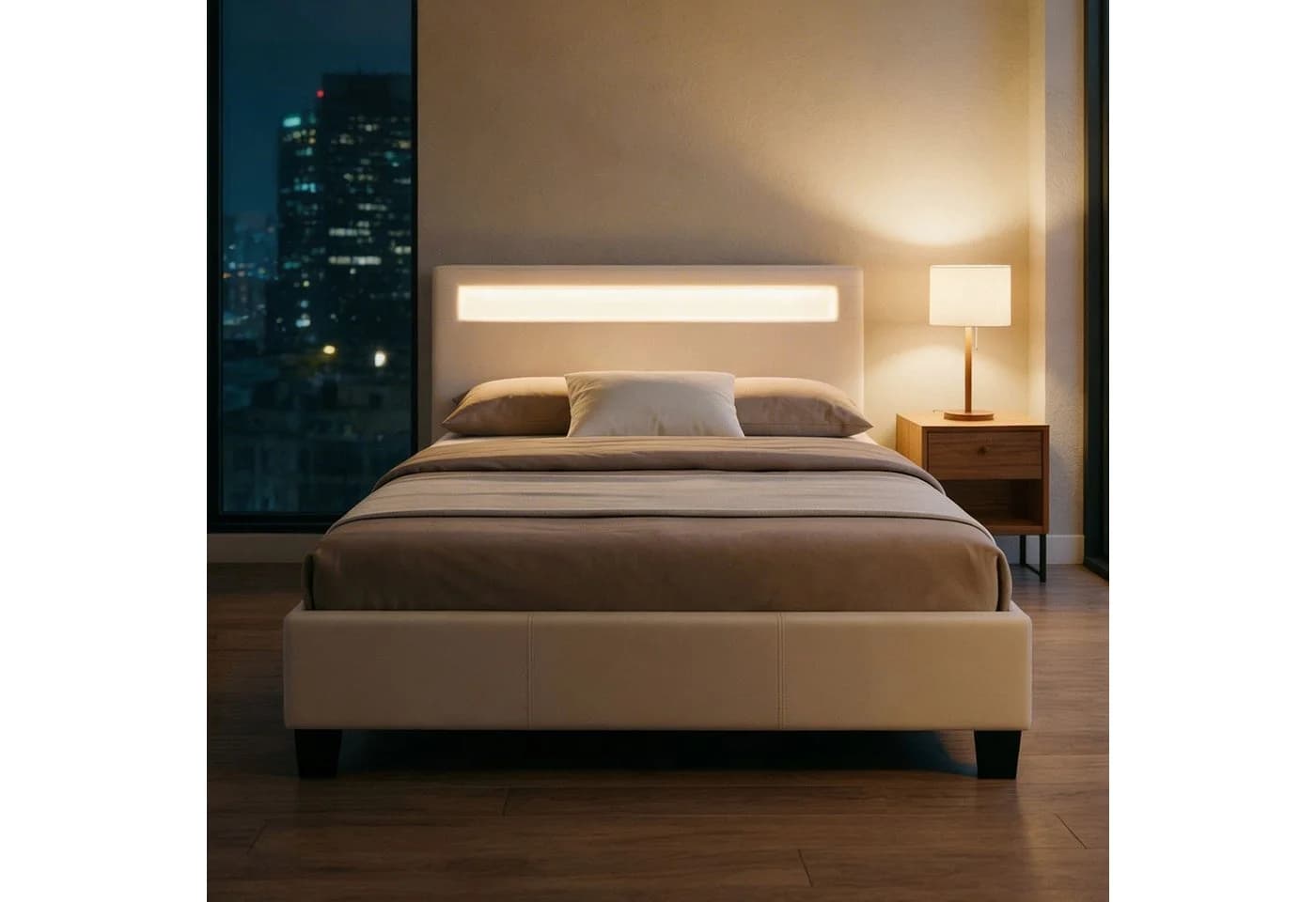 CARO-Möbel Polsterbett MIRASOL 120x200cm Kunstleder Weiß mit LED-Beleuchtung - Bild 2