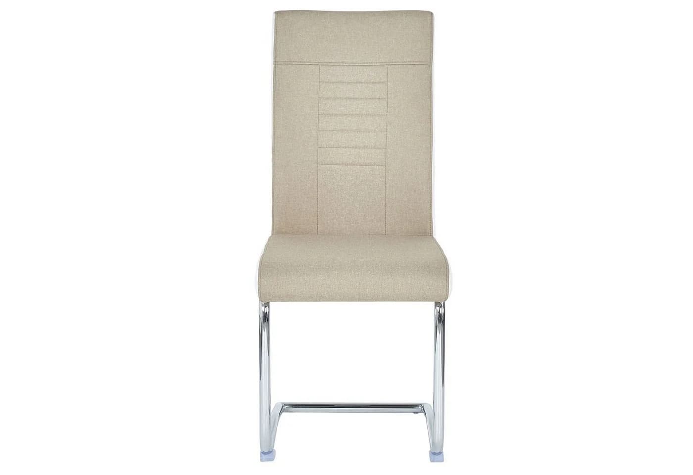 CARO-Möbel Esszimmerstuhl ALBA 4er Set Beige Weiß Stoff Metall - Bild 3