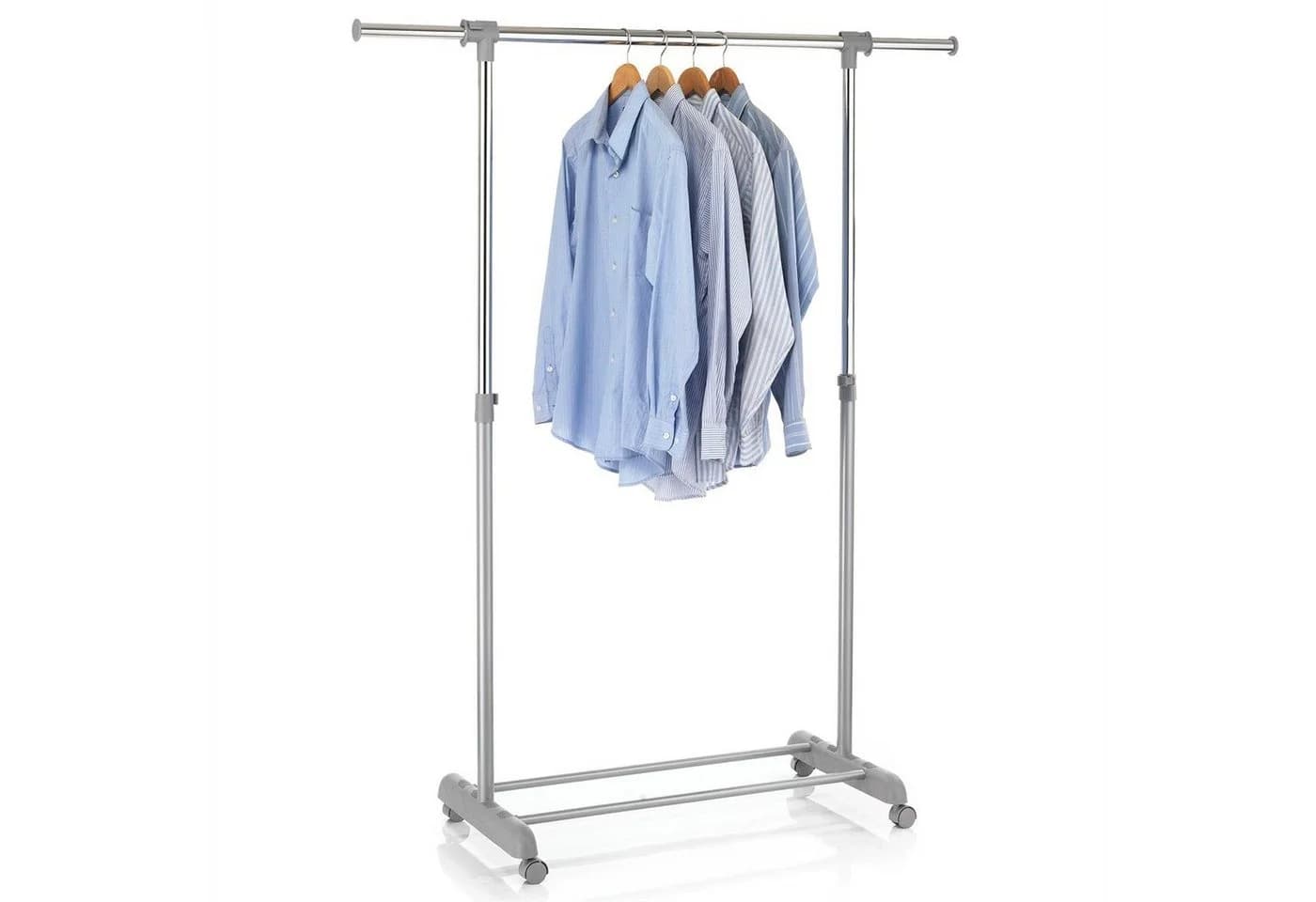 CARO-Möbel Rollgarderobe SALA Grau Höhenverstellbar mit Rollen
