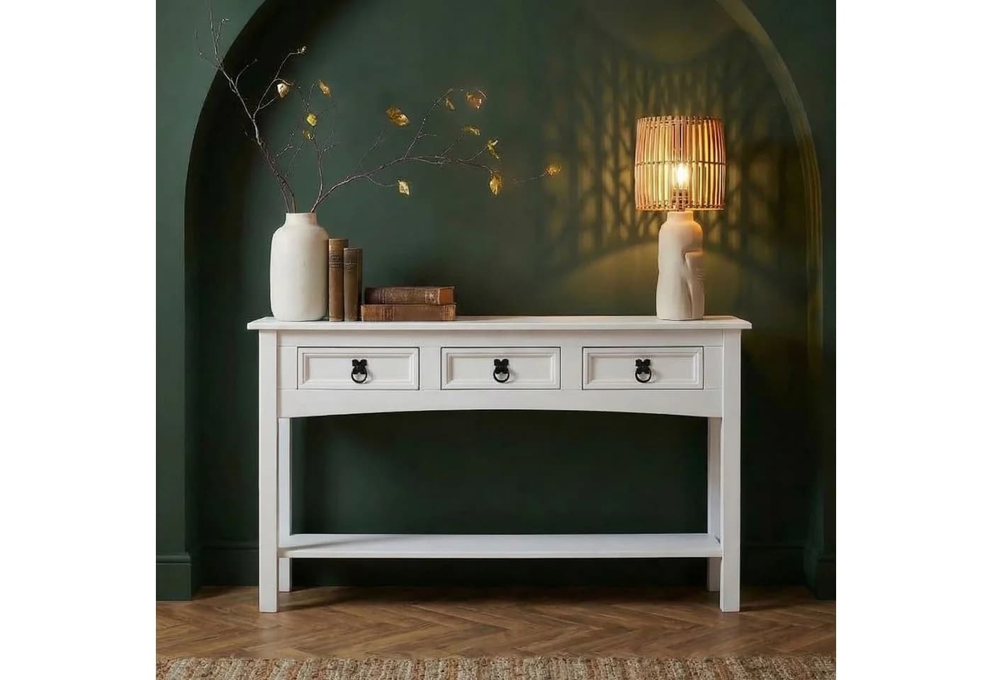 CARO-Möbel Konsolentisch RURAL Kiefer massiv weiß Landhausstil - Bild 2