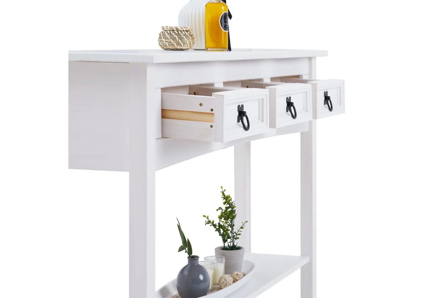 CARO-Möbel Konsolentisch RURAL Kiefer massiv weiß Landhausstil - Bild 3