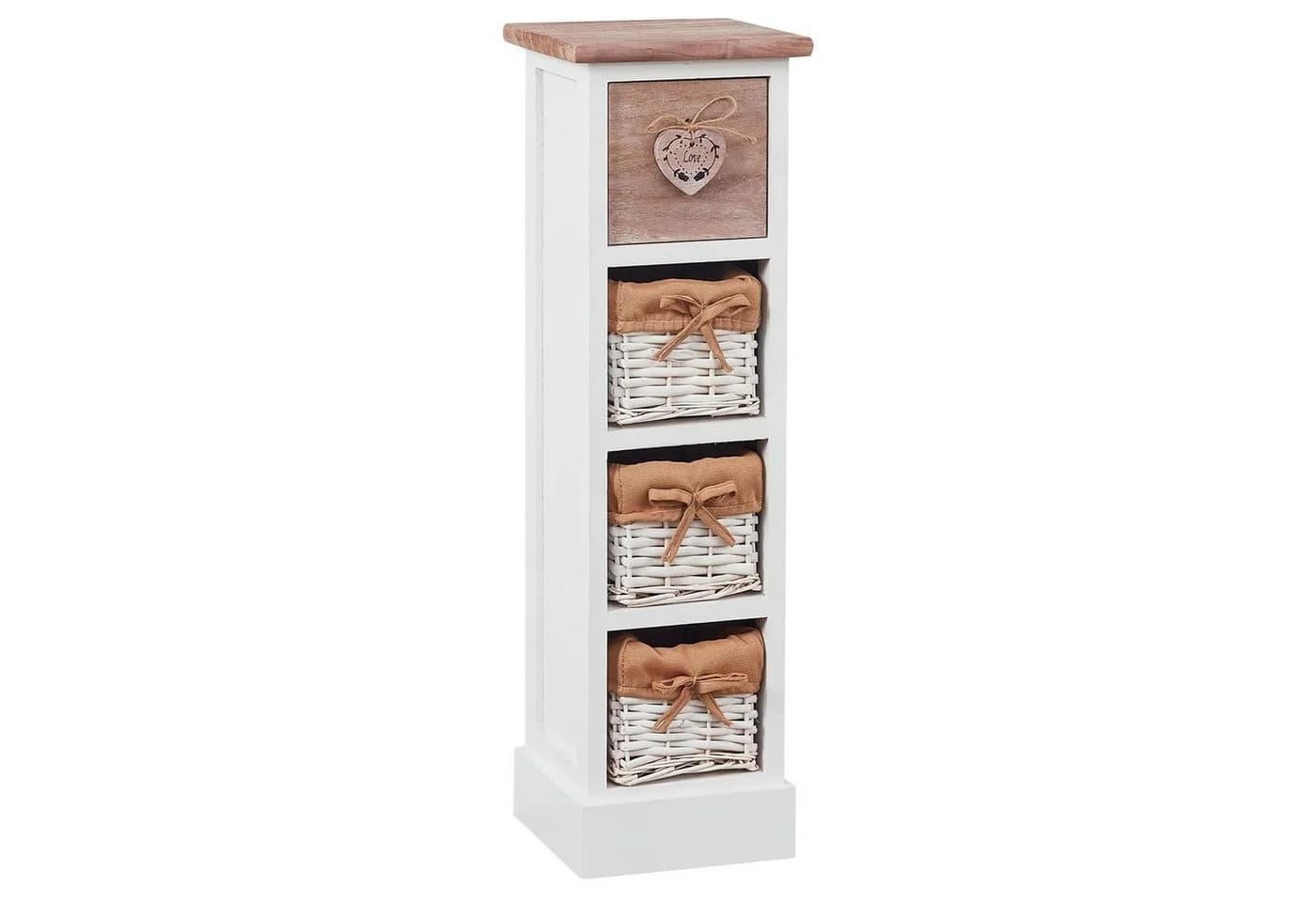 CARO-Möbel Kommode FLOWER Weiß/Braun 1 Schublade 3 Körbe - Bild 2