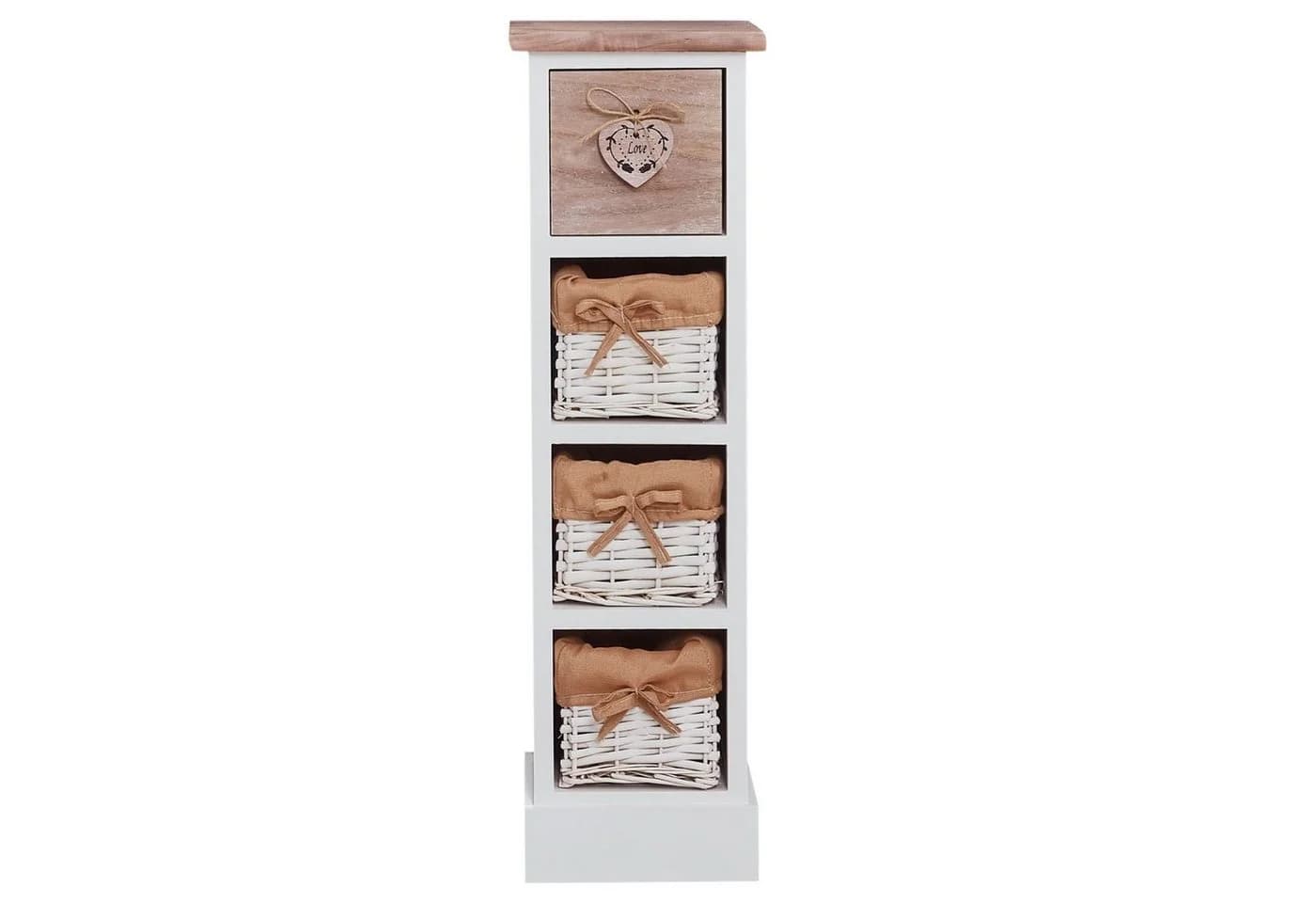 CARO-Möbel Kommode FLOWER Weiß/Braun 1 Schublade 3 Körbe - Bild 3