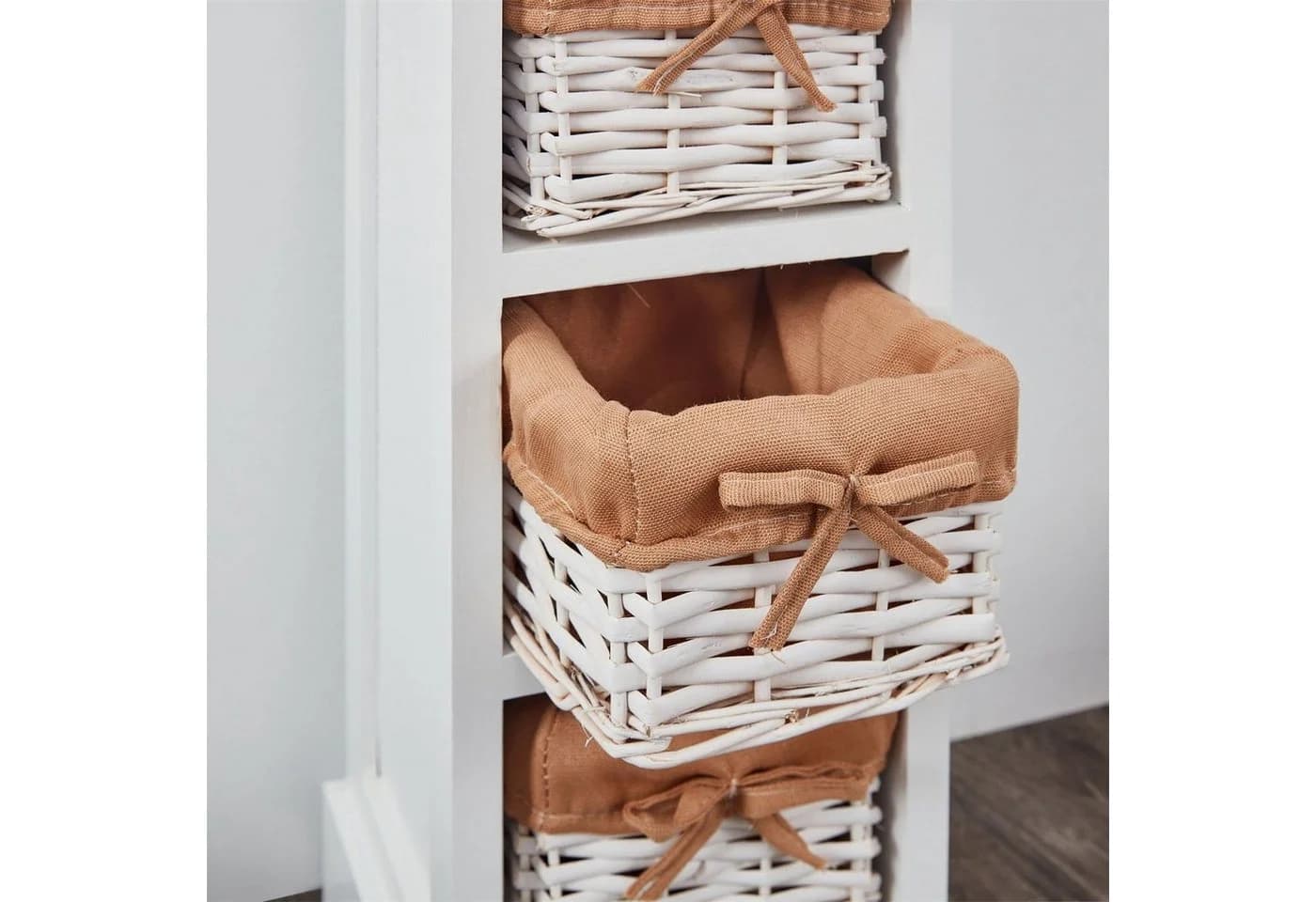 CARO-Möbel Kommode FLOWER Weiß/Braun 1 Schublade 3 Körbe - Bild 5