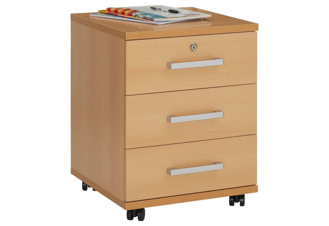 CARO-Möbel Rollcontainer VANCOUVER 3 Schubladen Buche Abschließbar - Bild 2