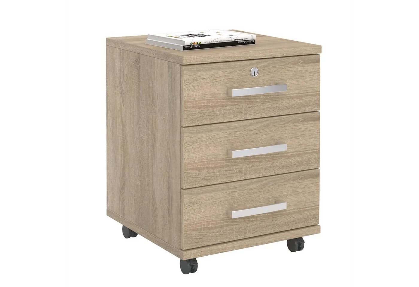CARO-Möbel Rollcontainer VANCOUVER 3 Schubladen abschließbar Sonoma Eiche - Bild 2