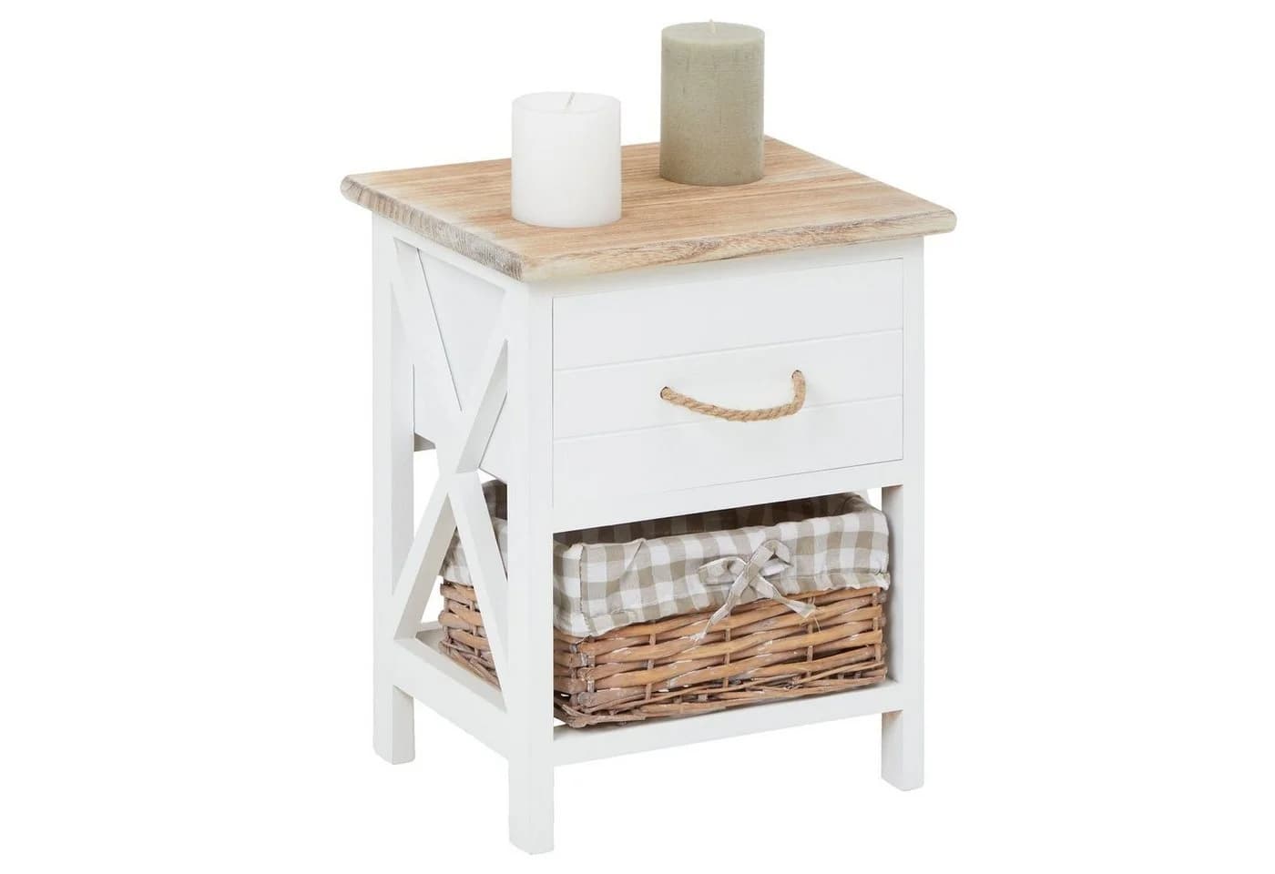 CARO-Möbel Nachtkommode PERUGIA Weiß Landhaus Shabby - Bild 2
