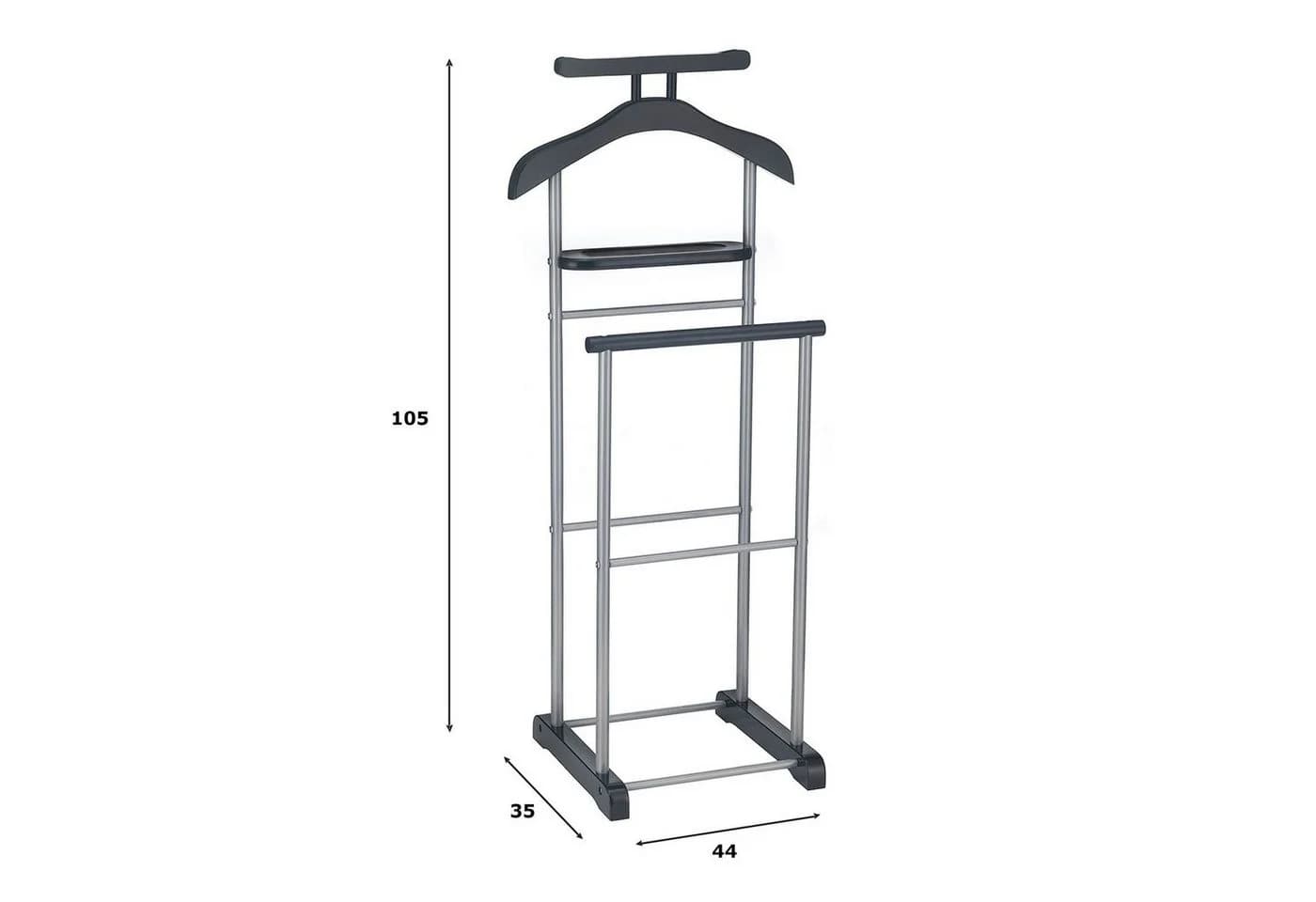 CARO-Möbel Herrendiener ASSAM Schwarz Silber Metall MDF - Bild 3