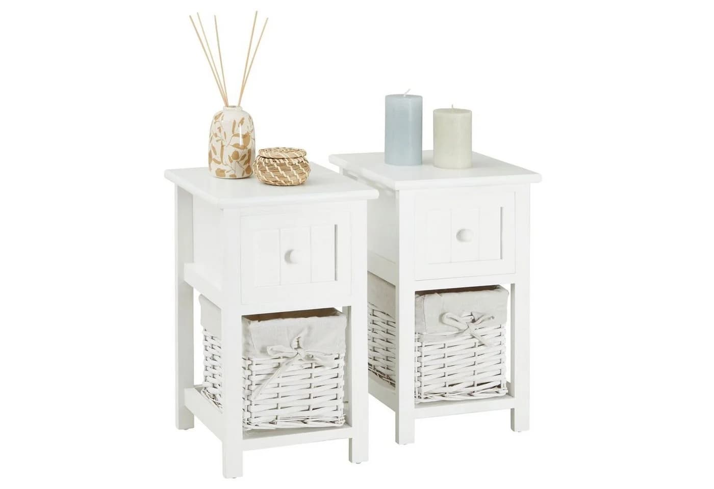 CARO-Möbel Nachttisch MESSINA 2er Set Weiß Holz - Bild 2