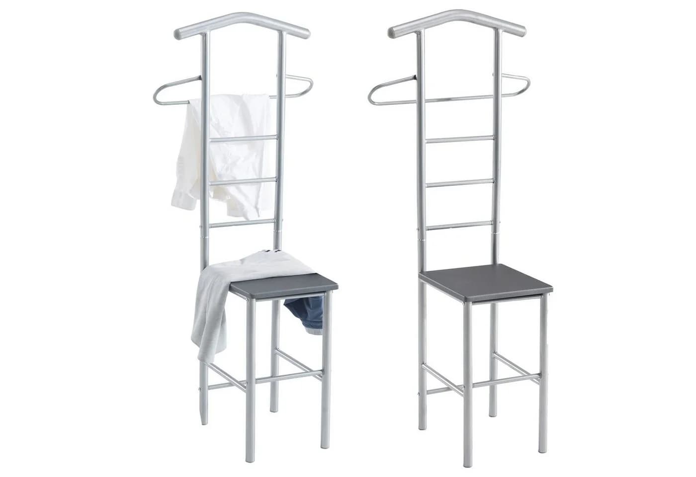 CARO-Möbel Herrendiener JIVO 2er Set Grau Metall MDF - Bild 1