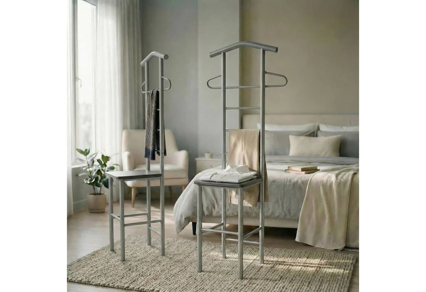 CARO-Möbel Herrendiener JIVO 2er Set Grau Metall MDF - Bild 2