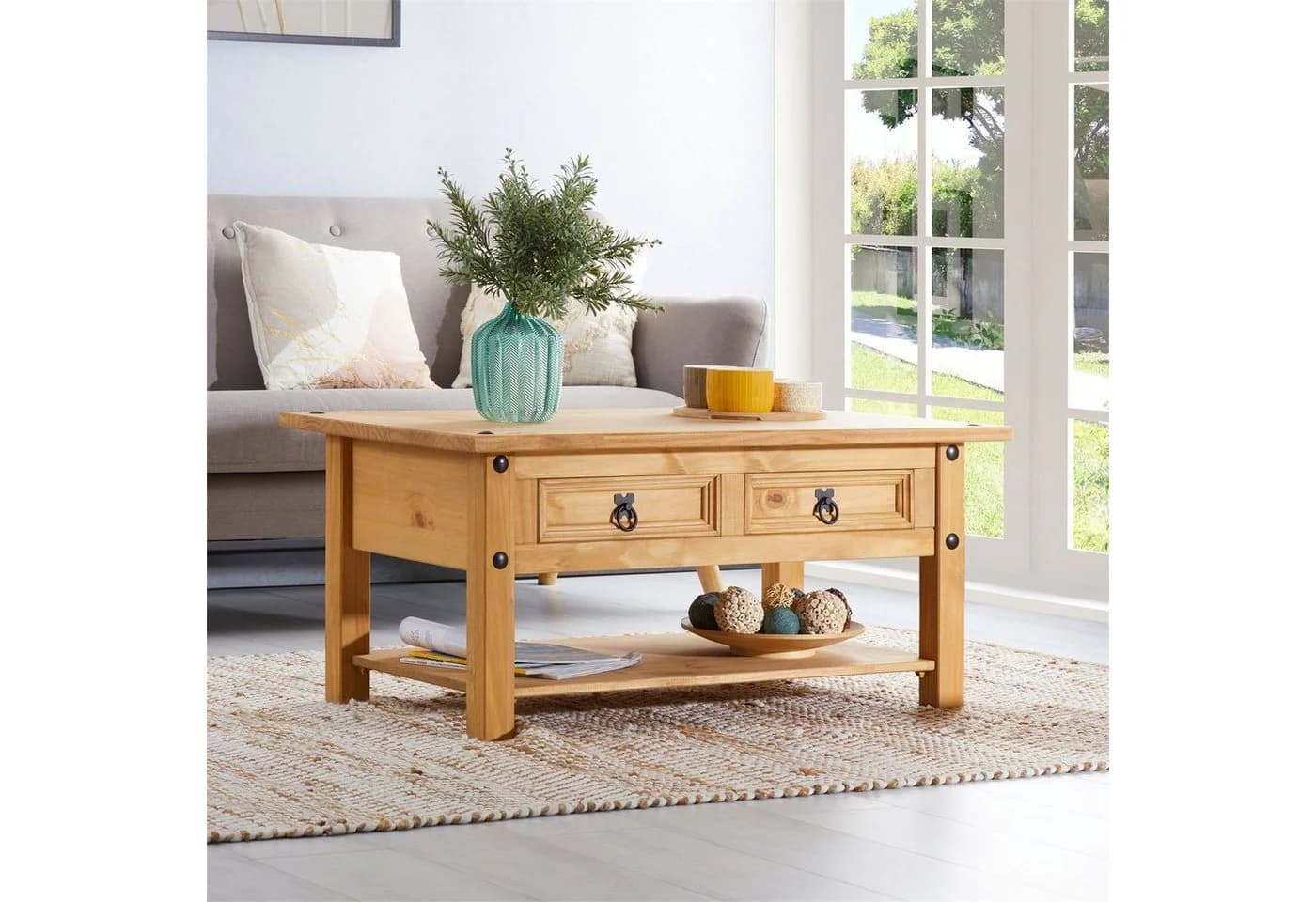 CARO-Möbel Couchtisch SALSA Landhausstil Kiefer mit Schubladen - Bild 4