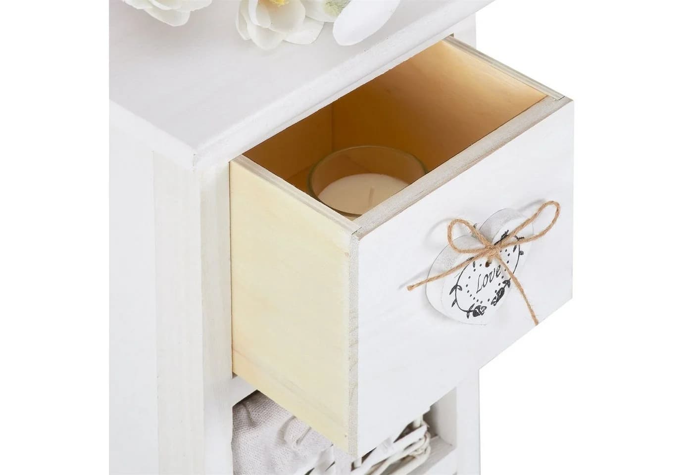 CARO-Möbel Kommode FLOWER Weiß 1 Schublade 3 Körbe Landhaus - Bild 5